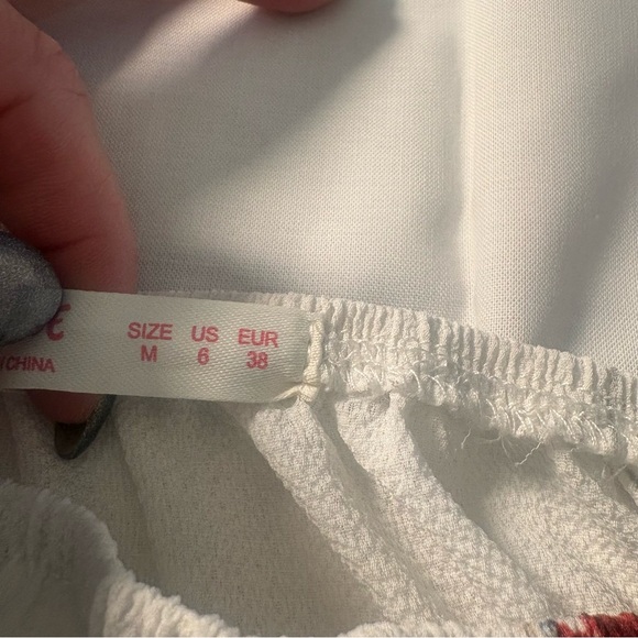 Romwe Cottagecore Off Shoulder Floral Dress Peasant Boho Mini Ivory M - Picture 4 of 11